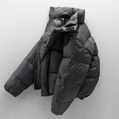 BLACK STAND-UP COLLAR DOWN JACKET FOR MEN