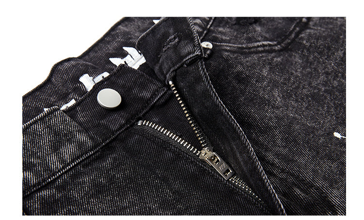 HOLES WASHED DENIM SHORT