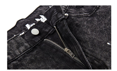 HOLES WASHED DENIM SHORT