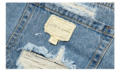 HOLES WASHED DENIM SHORT