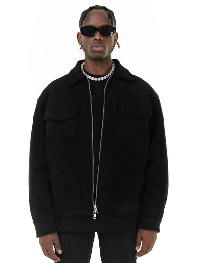 OVERSIZED BLACK SUEDE JACKET
