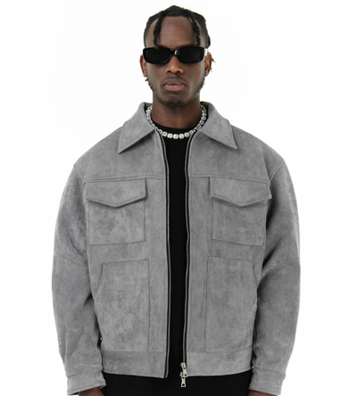 OVERSIZED GREY SUEDE JACKET