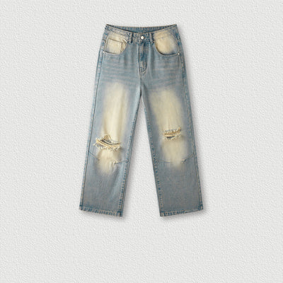 Men's Washed Monkey Gradient Ripped Jeans